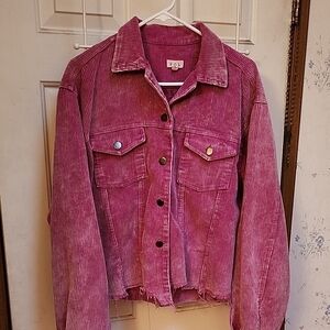 POL Pink Jean Jacket Corduroy Texture